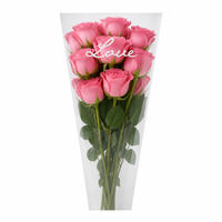 Sacs d'emballage transparents pour bouquets de roses, durables, avec logo personnalisé, impression en gravure, pochettes en BOPP pour fleurs, avec trous d'aération