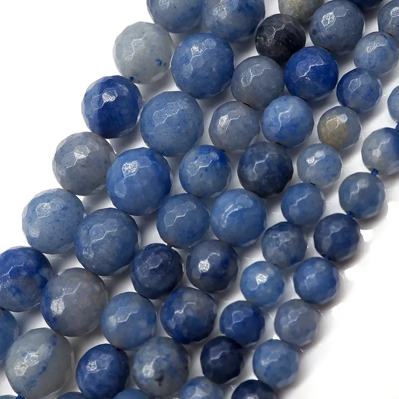 Natural Stone Blue Aventurine Round FACETED Loose Beads 6 8 10 12mm Pick Size For Jewelry Making