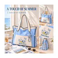 Sac fourre-tout bleu clair avec cordon de serrage latéral, fermeture magnétique, poche avant, poche intérieure zippée pour femme, idéal pour le campus et les week-ends