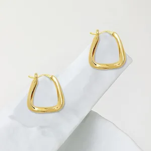 Fashion 925 Sterling Silver Irregular Square Shape Ear Rings Unique Geometric Shape Ear Hoop Earrings Jewelry for Women