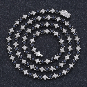 New <strong>Cross</strong> Star Zircon silver tennis <strong>chain</strong> 6mm for men,Plated Necklace, hip hop jewelry Personality Gift Party Wholesale - Product Image 1