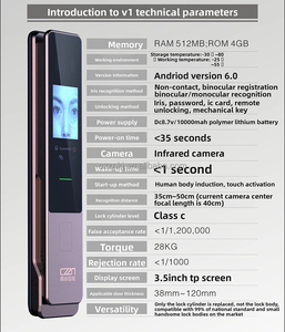 Serrure de porte intelligente avec reconnaissance d'empreintes digitales, carte mémoire WiFi, modes de déverrouillage par mot de passe, clé et carte d'identité - Product Image 4