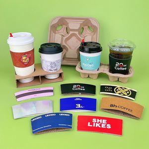 Hot Sale Custom logo Hot Cold Drink Boba Tea <b>Cup</b> Coffee <b>Cup</b> Corrugated Paper Sleeve Cardboard Paper Sleeves - Product Image 2