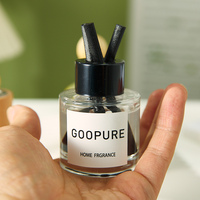 Bouteille de diffuseur de roseaux vide avec bouchons en bois et bâtons de rotin pots en verre de diffuseur rechargeables de 50ml 1.7 oz pour parfum de bricolage