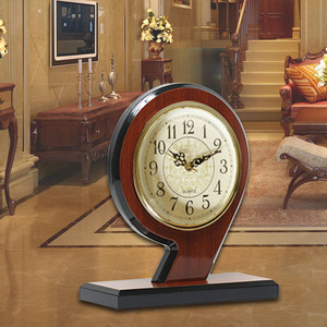 Creative Wooden Table <b>Clock</b> Round Claret Quartz <b>Movement</b> Silent Decorative <b>Clock</b> For Home Bedroom - Product Image 2