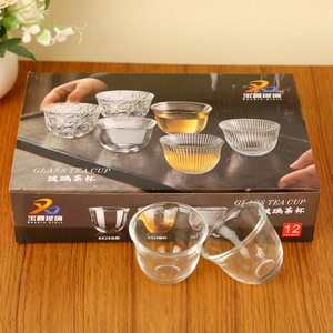 Glass Tea <b>Cup</b> <b>Set</b> 12 Pack Clear Ribbed Design For Gongfu Tea Drinking Gift Use - Product Image 2