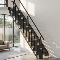 Escalier pliant mural en métal en forme de L, design moderne et peu encombrant pour usage domestique, extension de grenier, villa, hôtel, taille personnalisable