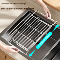 Égouttoir à vaisselle extensible multifonctionnel pour comptoir de cuisine, égouttoir à vaisselle antirouille avec porte-couverts et porte-gobelets