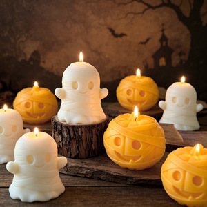Bougie parfumée amusante en forme de mummie, cochon, fantôme ou ours pour Halloween, ornement de bureau mignon pour fête, décoration de maison, cadeau de vacances - Product Image 3