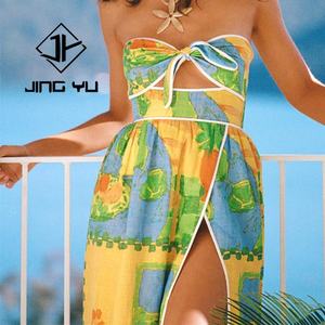 Custom Summer <b>Hawaiian</b> Women's Casual Printed Chest Knot Design <b>Dress</b> Bohemian Beach <b>Dress</b> - Product Image 4