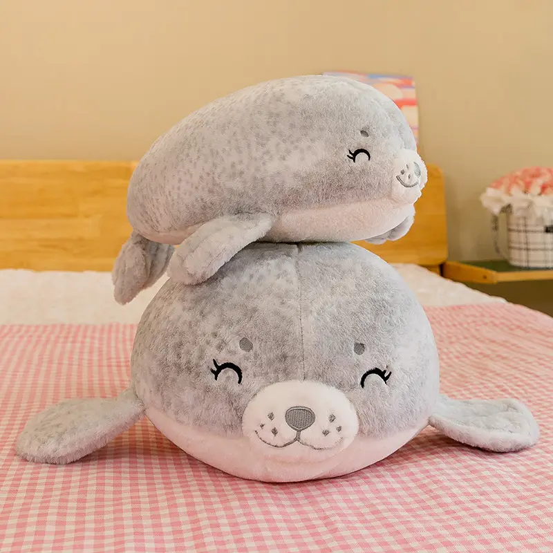 Cartoon Soft Smile Sea Lion Plush Pillow Toy Cute Sea World Stuffed Animals Seal