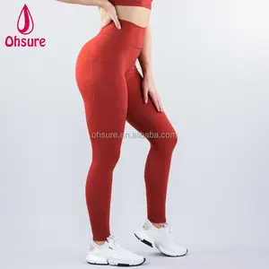 Atmungsaktive Mesh-Laufhose mit Tasche Custom Yoga Leggings für Frauen Compression Gym Strumpfhose