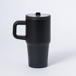 Mug de voyage sportif écologique en acier inoxydable 20 oz, tasse à café isotherme avec poignée, couvercle et paille, double paroi sous vide, Vaso Termico - Product Image 1