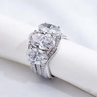 Bagues empilables de luxe Messi Gems MSR-1914, personnalisées en or 14 carats, forme ovale, diamant de laboratoire.