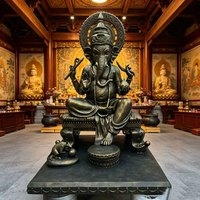 Statue de Bouddha religieuse hindoue d'extérieur, grand moule de statue de Ganesha en bronze antique, sculpture du Seigneur Ganesha