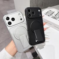 Coque de téléphone souple en TPU à peinture métallique pour iPhone 17 Air 16 Pro Max 15 14 13 12 11 Plus XR X avec support magnétique et protection intégrée
