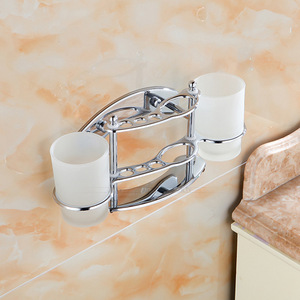 Support de rangement pour salle de bain Saint Ruijia en acier inoxydable, double porte-brosse à dents, finition miroir, pour dentifrice et brosses à dents - Product Image 1
