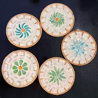 Tapis en rotin tressé à la main en forme de coquille, résistant à la chaleur, dessous de plat multicolore fait main en paille, protection durable pour vaisselle