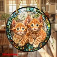 Nouveau film acrylique 2D transfrontalier, décoration d'intérieur, thème chats, design d'art moderne, attrape-soleil, panneau suspendu coloré peint