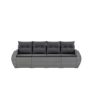 Ensemble de canapés de jardin modulaires en rotin gris 4 places, mobilier d'extérieur au design contemporain - Product Image 1