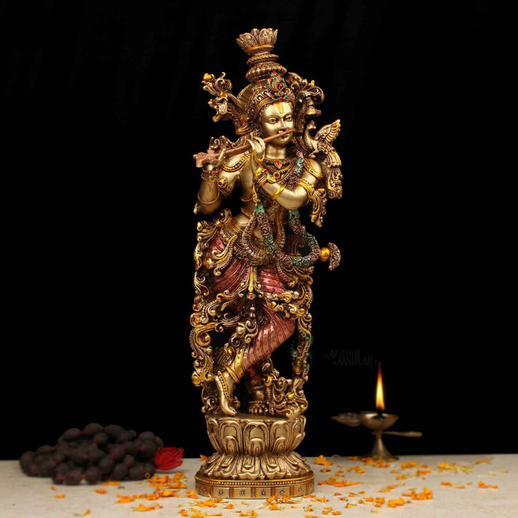 Statua di metallo radha krishna