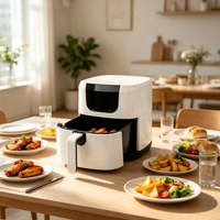 Friteuse à air électrique Vasion, contrôle numérique, protection contre la surchauffe, surface antiadhésive, forme carrée, plastique, utilisation domestique et extérieure, 5L