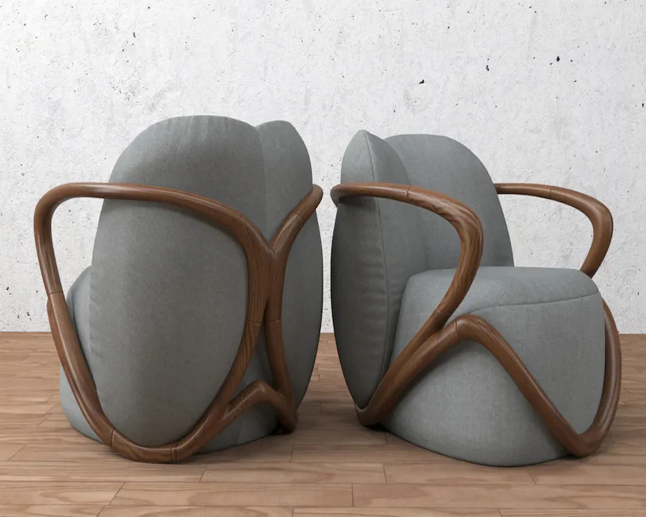 Kursi makan Nordic, bahan kayu padat mewah, seni modern kulit sandaran, kursi sofa desainer Kedai Kopi