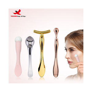 Spatule cosmétique en silicone pour massage anti-rides, applicateur de crème pour les yeux en jade et acier inoxydable, cuillère de massage pour approvisionnement mixte - Product Image 1