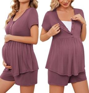 Haute qualité <span class=keywords><strong>allaitement</strong></span> mode été bambou maternité pyjamas doux coton <span class=keywords><strong>allaitement</strong></span> pyjamas ensemble grossesse maternité pyjamas - Product Image 1