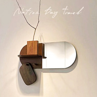 Miroir mural capsule de style japonais en bois et aluminium, vente en gros d'usine Ins Espejos, pour maquillage et décoration artistique de la maison