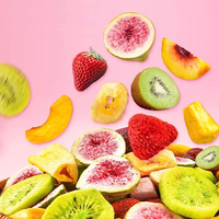 Gefreeze-droogde fruitmix van verse vruchten, niet-GMO, met bosbes, perzik, banaan, vijg, jujube en aardbei.