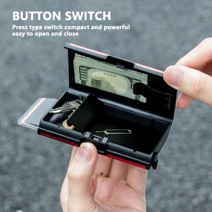 Étui à cartes en métal ultra-fin anti-RFID Casekey, mini porte-cartes en aluminium avec mécanisme pop-up et pince à billets - Product Image 3