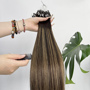 Extensiones de cabello con anillo de Micro bucle humano de color resaltado Cabello europeo peruano Virgen sin procesar Nano Hair Nano Ring Loop - Product Image 1