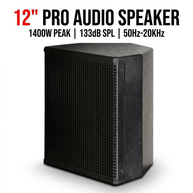 12 Inch 2-Way Professional Passive Speaker 350W/1400W 113dB Sensitivity 80x80 Horn 8 Ohm NL4 Compact Cabinet for Church Stage DJ