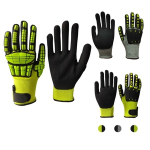 Gants de travail antidérapants en PU avec poignet tricoté et texture micro-diamantée, gants de sécurité polyvalents jaunes, noirs, gris - Product Image 2