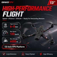 QINKOFPV Drone FPV professionnel de 13 pouces en fibre de carbone à forte capacité de levage |   Accessoires 6-8 kg 40 min 130 km/h 6000 m Altitude Drones longue portée