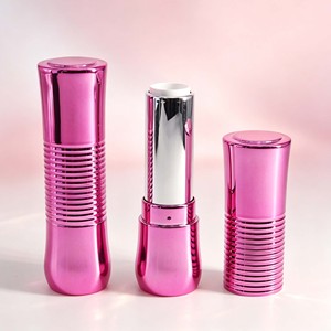 Customized Metallic Pink ABS Lipstick Tubes Unique Private Label Cosmetic Packaging Fashion Design <b>Plastic</b> Lipstick <b>Container</b> - Product Image 1