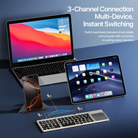 Keyboard Lipat Tiga Nirkabel dengan Touchpad dan Dudukan Lepas Pasang untuk Tablet, Ponsel, dan Laptop - Koneksi 3 Perangkat