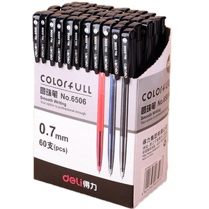 Deli Colorfull Ballpoint <b>Pen</b> 0.7mm 60 Pcs Black Red Blue Office School Use - Product Image 1