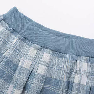 Ensemble tricoté à carreaux de style français pour femmes, cardigan à manches courtes et jupe, ensemble deux pièces, tenue élégante et à la mode - Product Image 4
