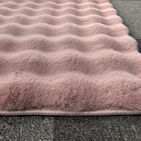 Tapis rectangulaire moderne antidérapant en fausse fourrure géométrique, lavable, pour salon et chambre à coucher