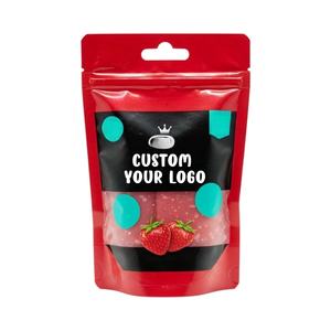 Sacs en Mylar imprimés sur mesure de 3,5 g, refermables, avec fermeture éclair, laminés en aluminium, à fond plat avec fenêtre pour bonbons et gommes - Product Image 1