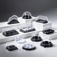 Boîte d'emballage alimentaire rectangulaire transparente jetable pour mousse, gâteau, dessert, pâtisserie, boulangerie, avec couvercles, vente en gros