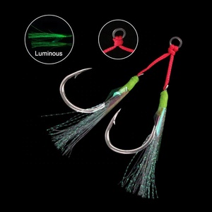18 #-24 # Leurre Fibre Lumière Double Aide Crochets Pêche En Mer Jig Barbelé Brochet Crochets En Acier Inoxydable Argent Matel Océan Double Crochet - Product Image 3