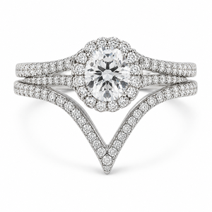 Anello Nuziale Creativo a Forma di Corona a V Impilabile per Donne, Elegante Gioiello da Sera alla Moda - Product Image 1