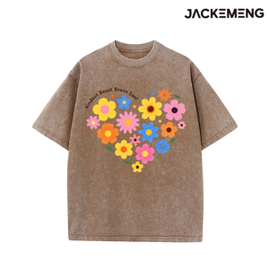 T-shirt Oversize Rétro Streetwear Floral « Kindest Beast <span class=keywords><strong>Brave</strong></span> <span class=keywords><strong>Soul</strong></span> » – Vente en Gros depuis l'Entrepôt Local aux États-Unis – Tee-shirt Hip Hop à Manches Courtes - Product Image 2