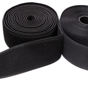 Ruban auto-agrippant ignifuge haute qualité et robuste en nylon noir avec sangle souple, 7 tailles, en sac OPP - Product Image 2