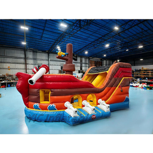Castillo Inflable Comercial con Tobogán, Diseño de Barco Pirata de <span class=keywords><strong>Minecraft</strong></span>, Alquiler de Combo Multijuego - Product Image 1
