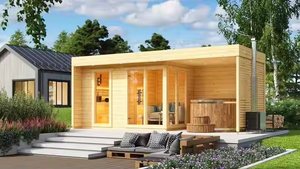 2025 di legno solido puro giardino esterno casa Sauna con funzione vapore umido e vasca da bagno combinata grande stanza Sauna all'aperto - Product Image 4