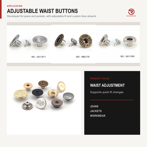 Boutons et rivets en laiton/alliage de zinc écologiques avec ajustement réglable et logo personnalisé pour jeans, jupes et shorts - Product Image 5